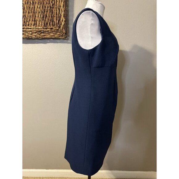 Adrianna Papell Dress 12 Navy Blue Stretch Sleeveless Sheath Career Church - Picture 10 of 10